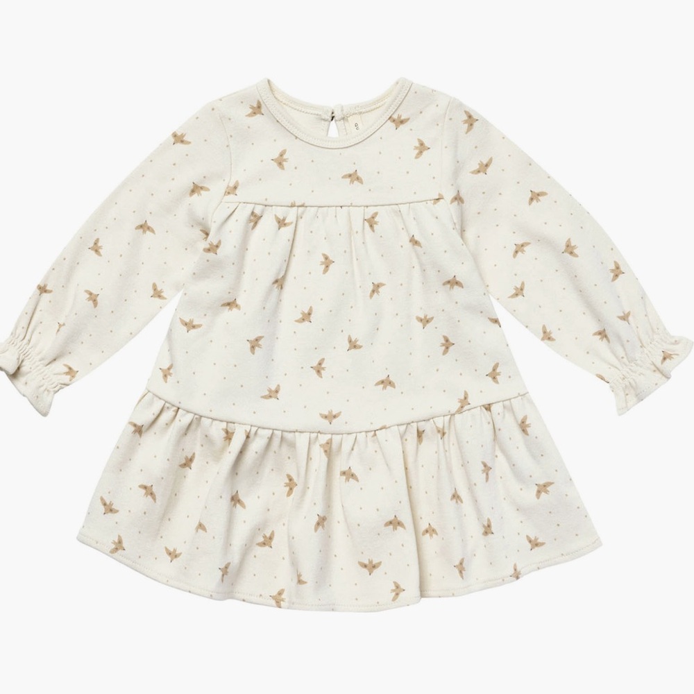 Quincy Mae Dove Tiered Dress & Bloomers Set